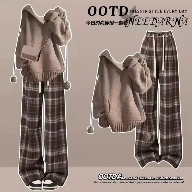 

Женские модные комплекты из 2 предметов, повседневный топ и винтажные брюки, женские шикарные женские брюки, комплекты