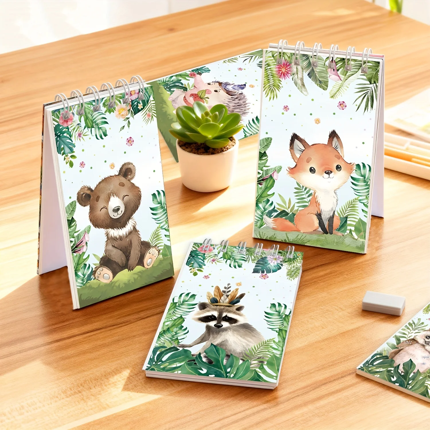 

10Pcs Mini Jungle Animal Spiral Notebooks Pocket Memo Notepads Cute Cartoon Forest Animal Party Favors