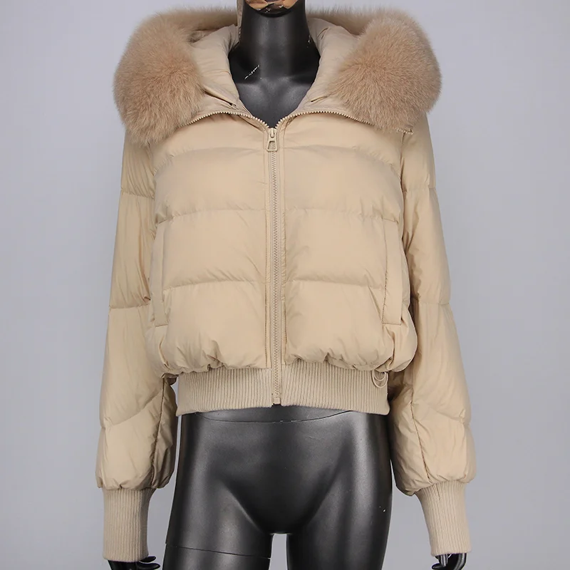 Duck Down Jacket Women Down OuterwearBig Collar Winter Jacket Natural Warm Loose Streetwear 2024 New Real Raccoon Fox Fur Coat