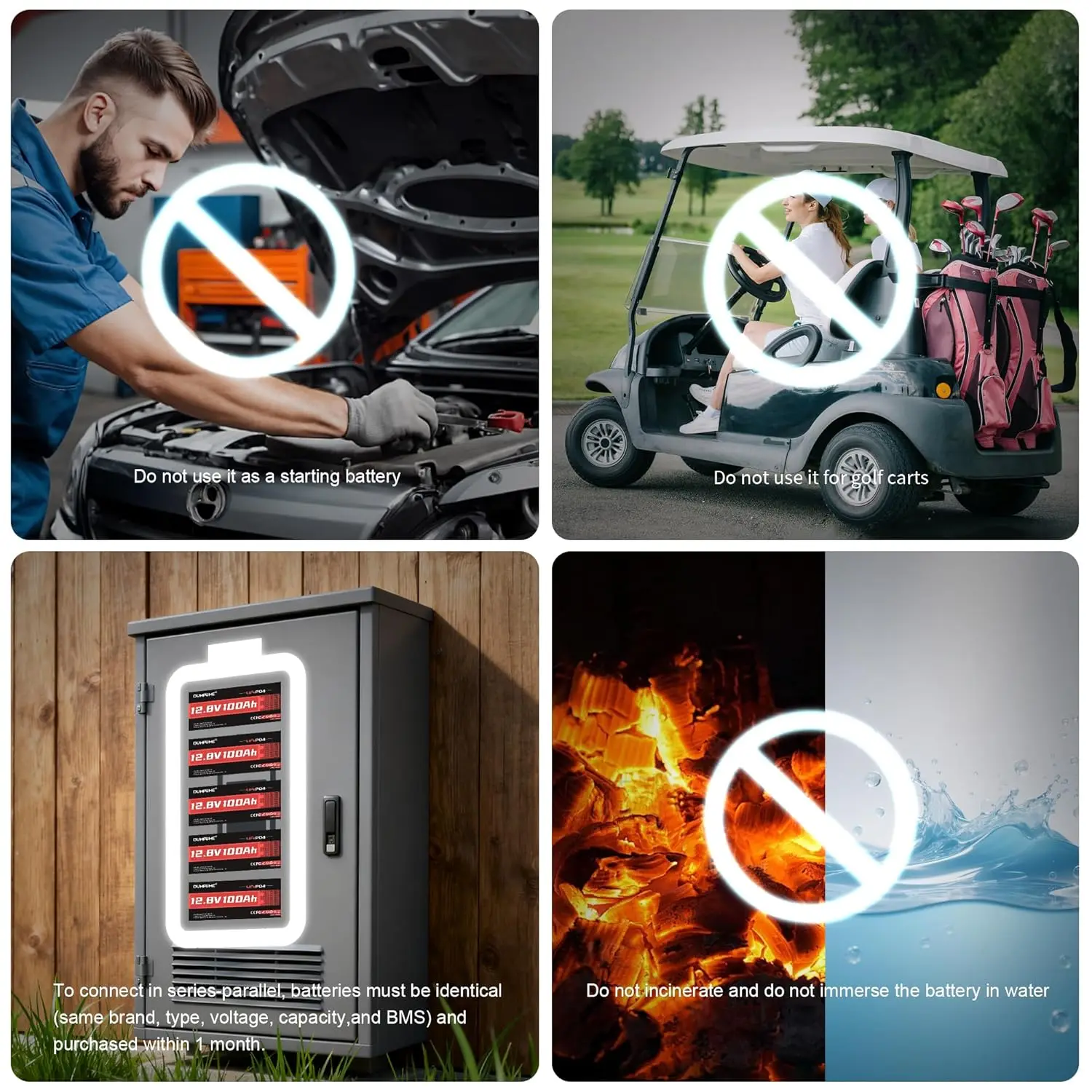 Custom 12V 314Ah LiFePO4 Battery, 3840Wh Built-in 200A BMS, 15000+ Deep Cycles Solar RV Off-Grid Backup Power