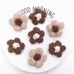 20Pcs 4CM Crochet Flower Applique For DIY Baby Hair Clip Hat Headwear Crafts Patches Decor Ornament Clothing Accessories