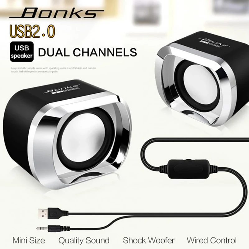 Bonks alta potência gama completa estéreo subwoofer pc alto-falante portátil baixo música dj usb alto-falantes de computador para portátil telefone