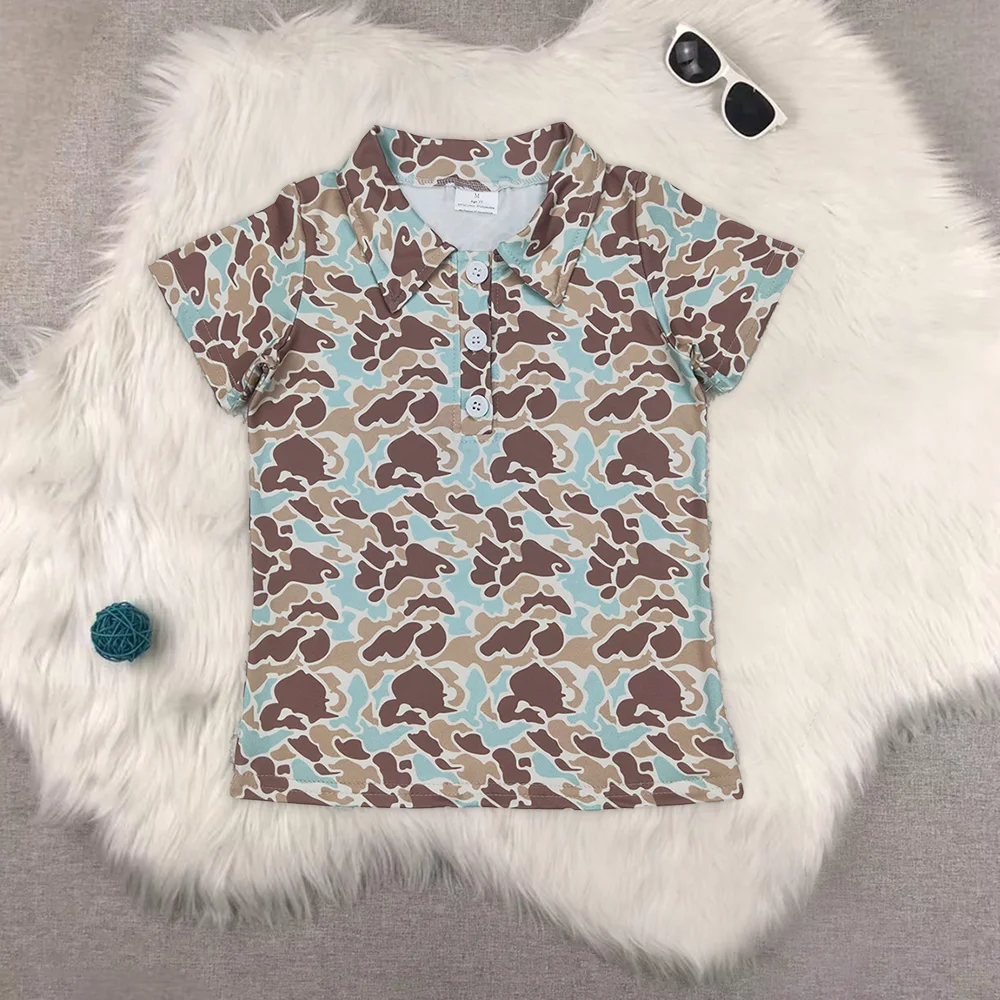 

Baby Boys Short Sleeves Button Khaki Camouflage Polo Shirts Top