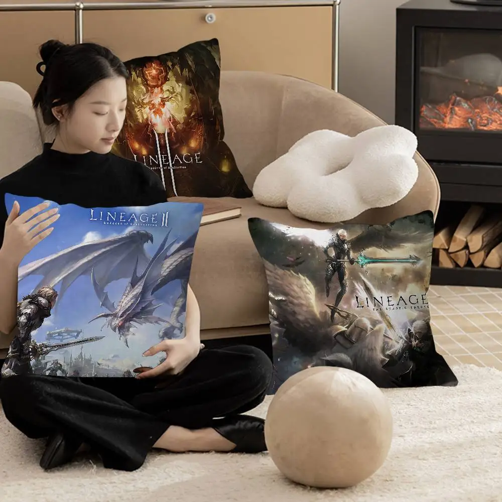 Game Lineage 2 Office Cushion Pillowcase Car Cushion Cover45X45CM Lumbar Pillowcase Sofa Pillowcover
