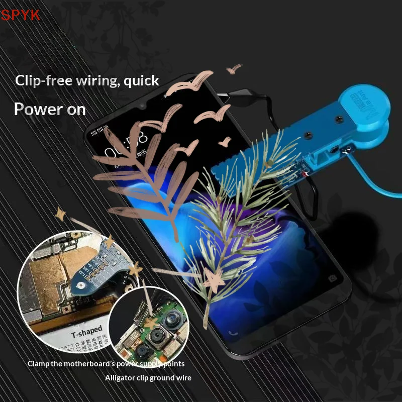 KJ-08 Universal Power Clip, No-Solder One-Click Power-On Tool for Mobile Phone PCB Startup Test and Repair