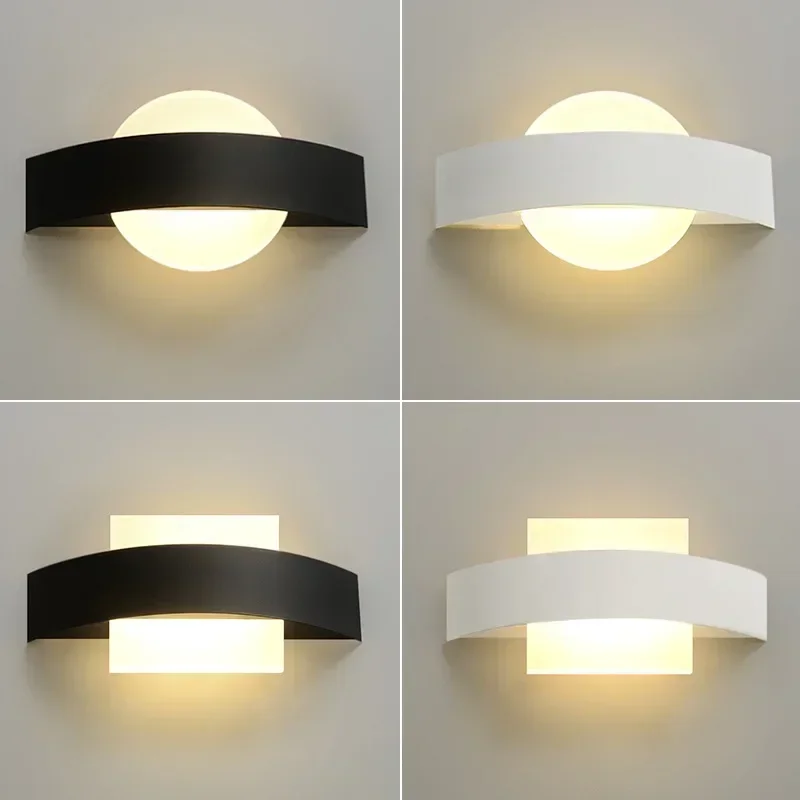 

7W LED Modern Simple Creative Round Square Acrylic Bedside Lamp Indoor Bedroom Living Room Background Wall Decorative Wall Lamp