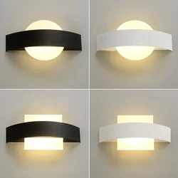 7W LED Modern Simple Creative Round Square Acrylic Bedside Lamp Indoor Bedroom Living Room Background Wall Decorative Wall Lamp