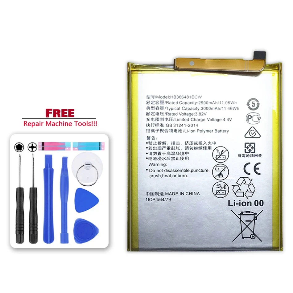 HB356687ECW HB366481ECW Battery For Huawei P7 P8 P9 P10 P20 P30 Lite 2017 P10 P20 Plus P20 P30 Pro P9 Lite mini battery + Tools