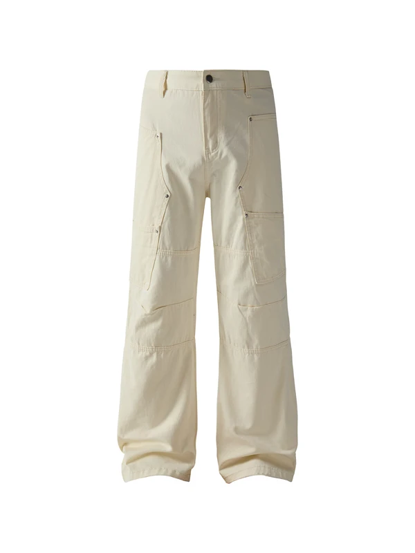 

Модные брендовые мужские и женские брюки-карго с множеством карманов, плиссированные, прямого кроя, свободные, длинные, повседневные.