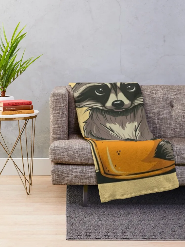 funny cute raccoon Throw Blanket Custom Giant Sofa Blankets