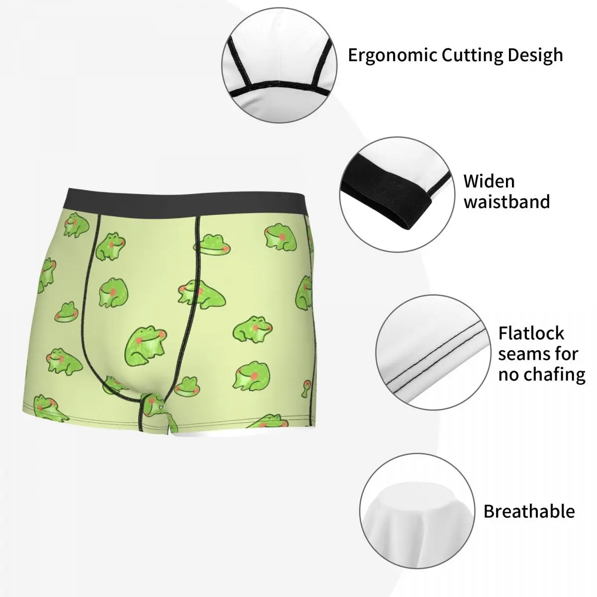 Cottagecore Rural Aesthetic Happy Little Frogs Underpants Homme Panties Man Underwear Sexy Shorts Boxer Briefs