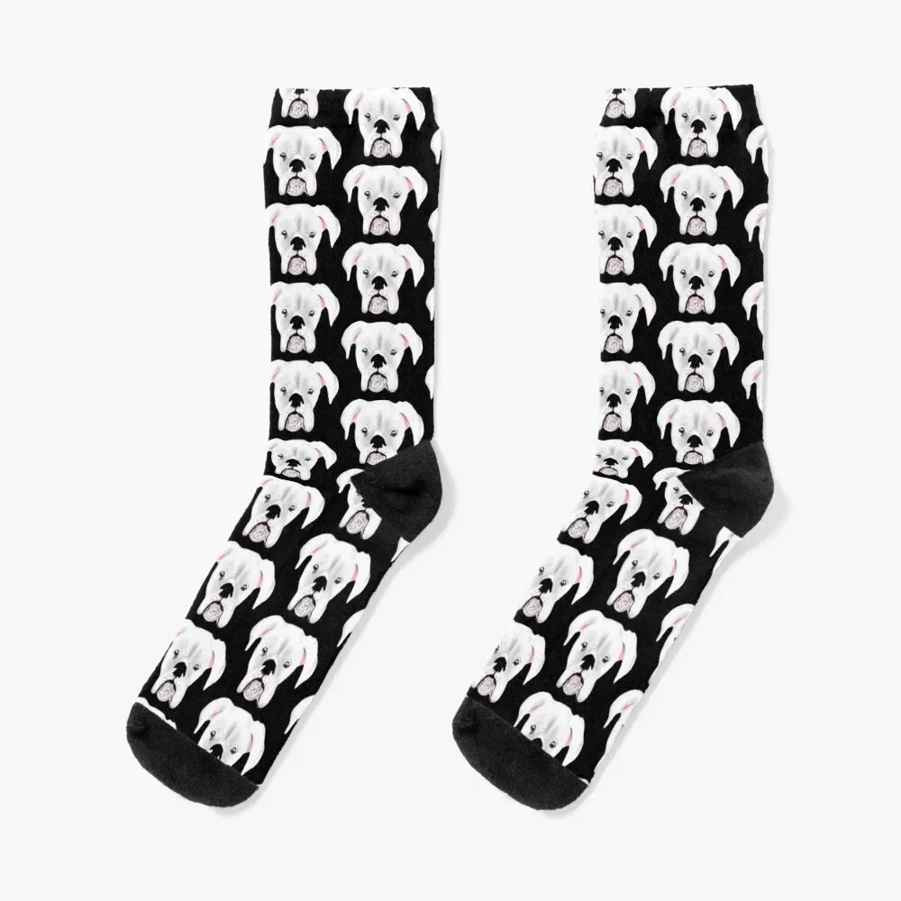 

WHITE BOXER DOG PUPPY POLLY Socks designer brand christmas stocking winter anti-slip Male Socks Women's