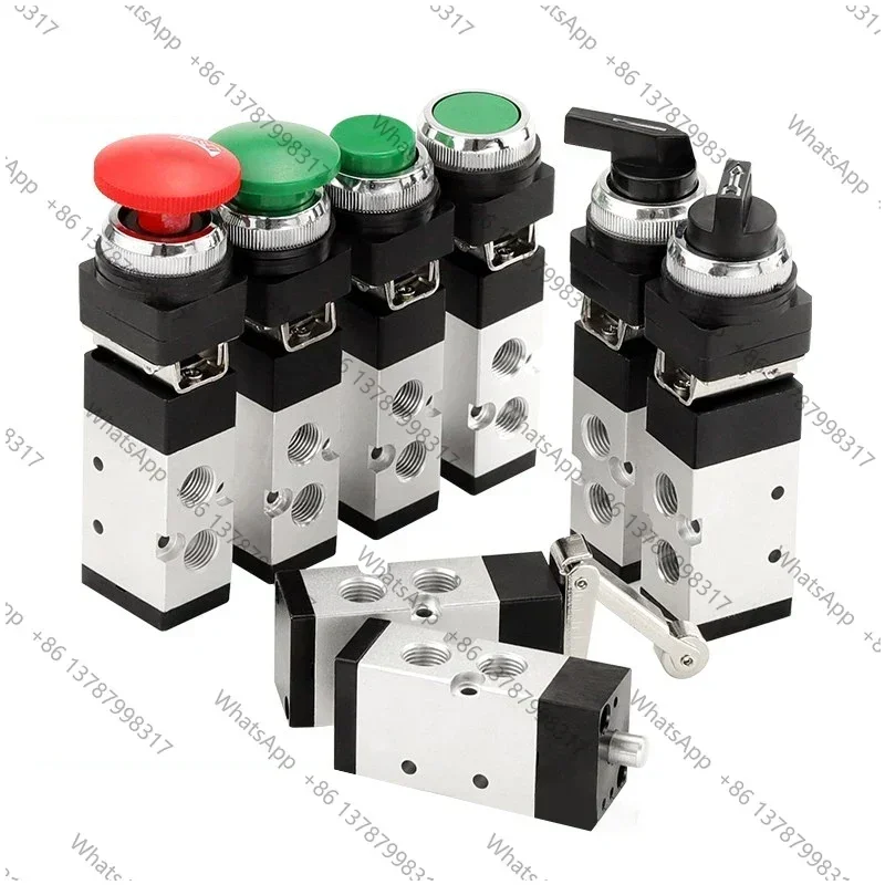 Pneumatic Mechanical Valve 2 Position 5 Way Manual Valve Air Switch Control Valve Push Button Momentary