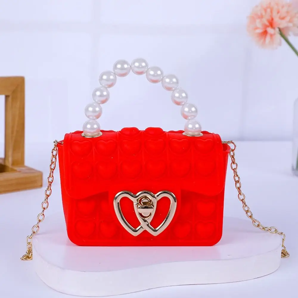 New Girl Purse Shoulder Bag Handbag Silicone Cute Heart Bag Messenger Bag Coin Purse  Kids Stress Relief Pop Fingertip Toy