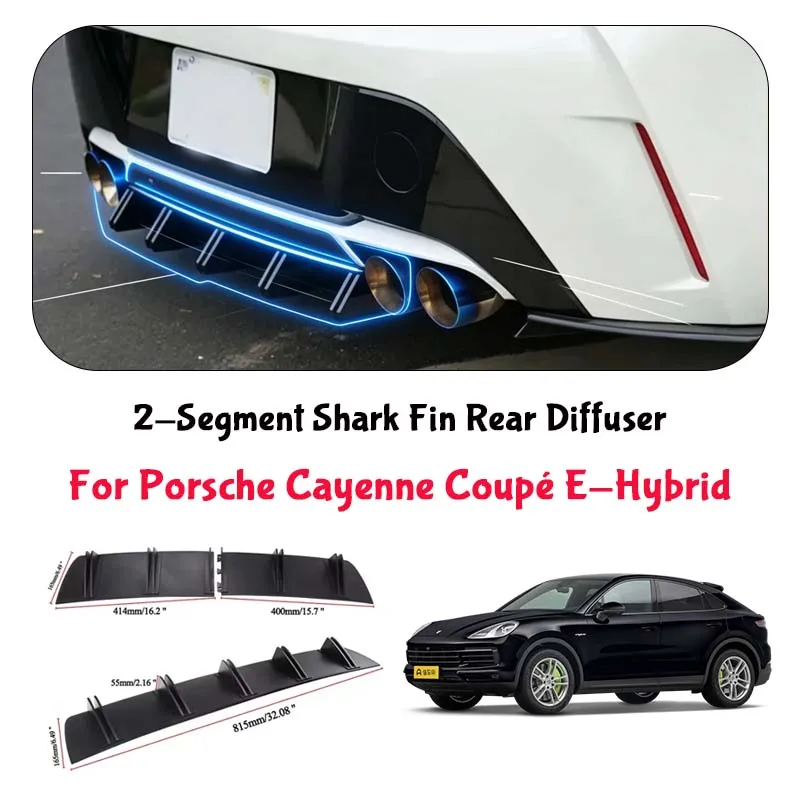 For Porsche Cayenne Coupe E-Hybrid Shark Fin Rear Diffuser Split Chassis Spoiler Auto Aerodynamic Parts Aerodynamic Modification