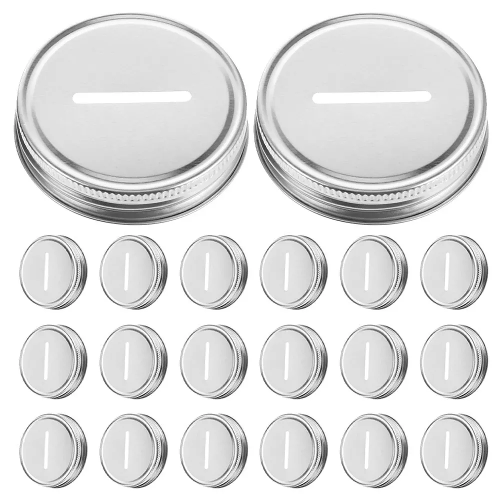 

24Pcs Metal Coin Bank Lids for 70Mm Regular Mouth Mason Jar Piggy Bank Slot Covers Savings Jar Covers Easy Install