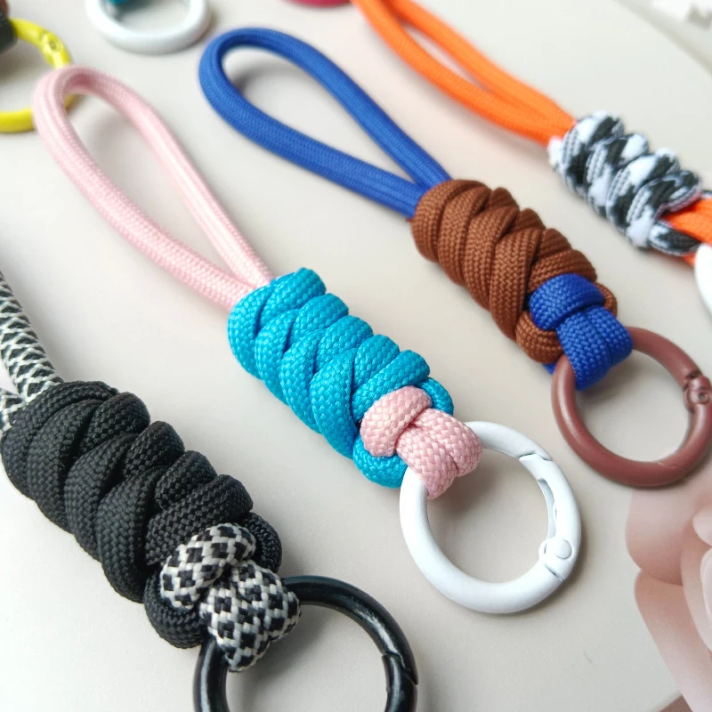 Creative Braided Lanyard Keychain For Phone Case Women Anti Lost Knot Rope Strap Car Key Chains DIY Accessories