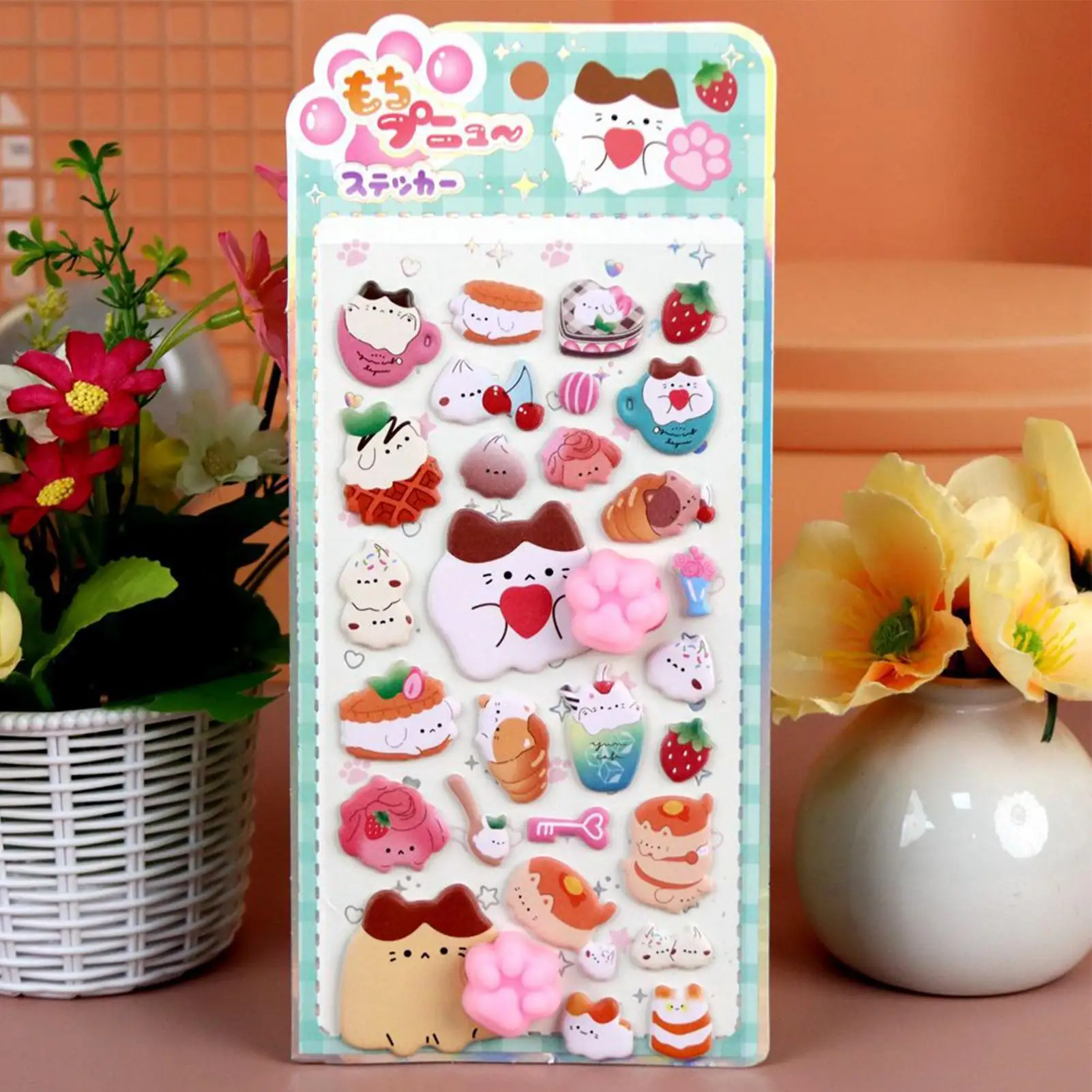 Bubble Stickers 3D Strong Animal Paw Print Adhesive Decal 4 Sheet Variety Cute Mini Stickers For Phone Case Laptop Water Bottle