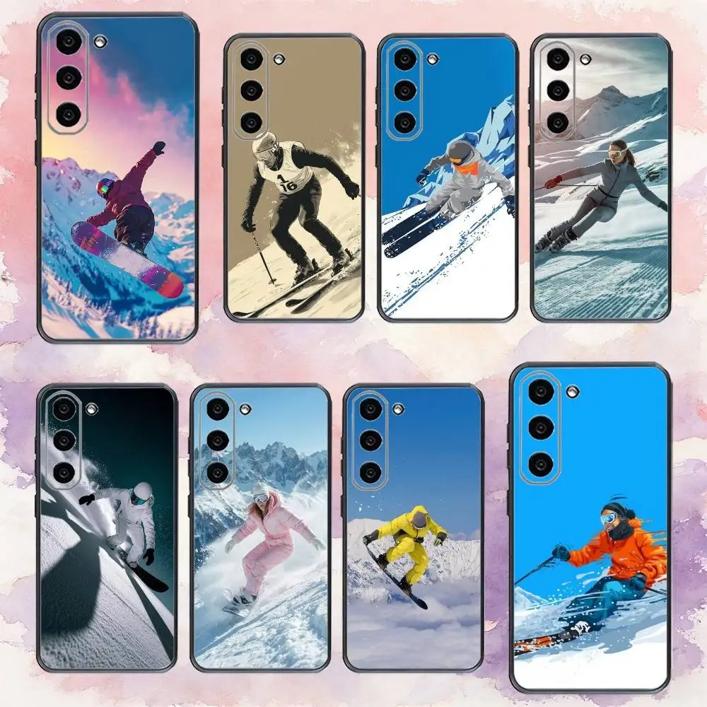 

Snow Mountain Skiing Ski Phone Case For Samsung Galaxy A73,A72,A71,A70,A53,A52,A51,Others Soft Black Cover