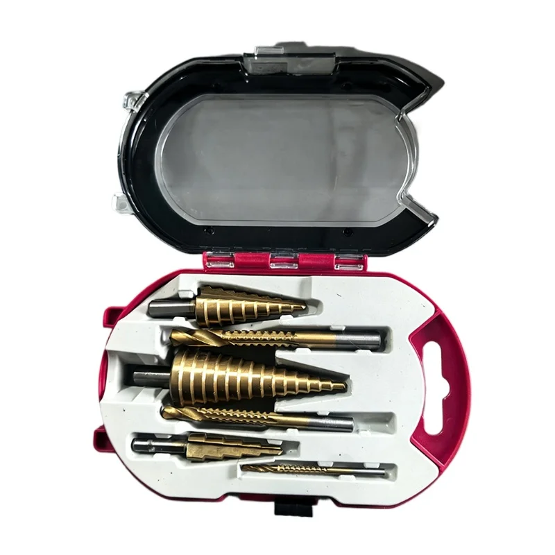 

Titanium Step Drill Bit Set 6pcs 3-8mm 4-12/20/32mm for Metal Wood Plastic Drilling