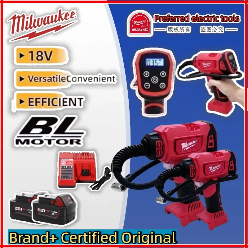 

Milwaukee 18V Battery Cordless Electric Air Pump Car Tire Automatic Inflator Handheld Air Compressor Rechargeable Air Pump