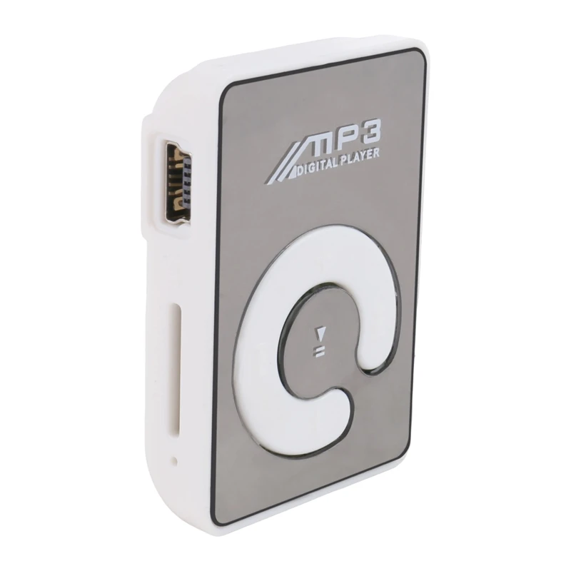 ●Mini Mirror Clip USB Digital Mp3 Music Player Support 8GB SD TF Card White