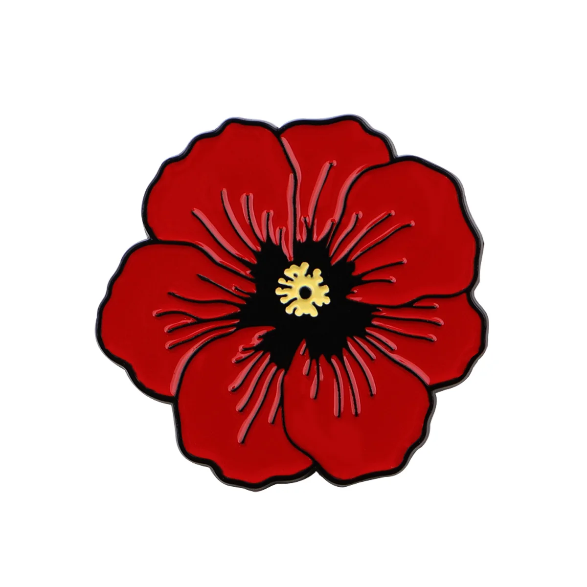 Pin de solapa brillante con diseño de flor de amapola simulada, insignias de dibujos animados, broche rojo, joyería, regalos para amigos, para mochilas y ropa