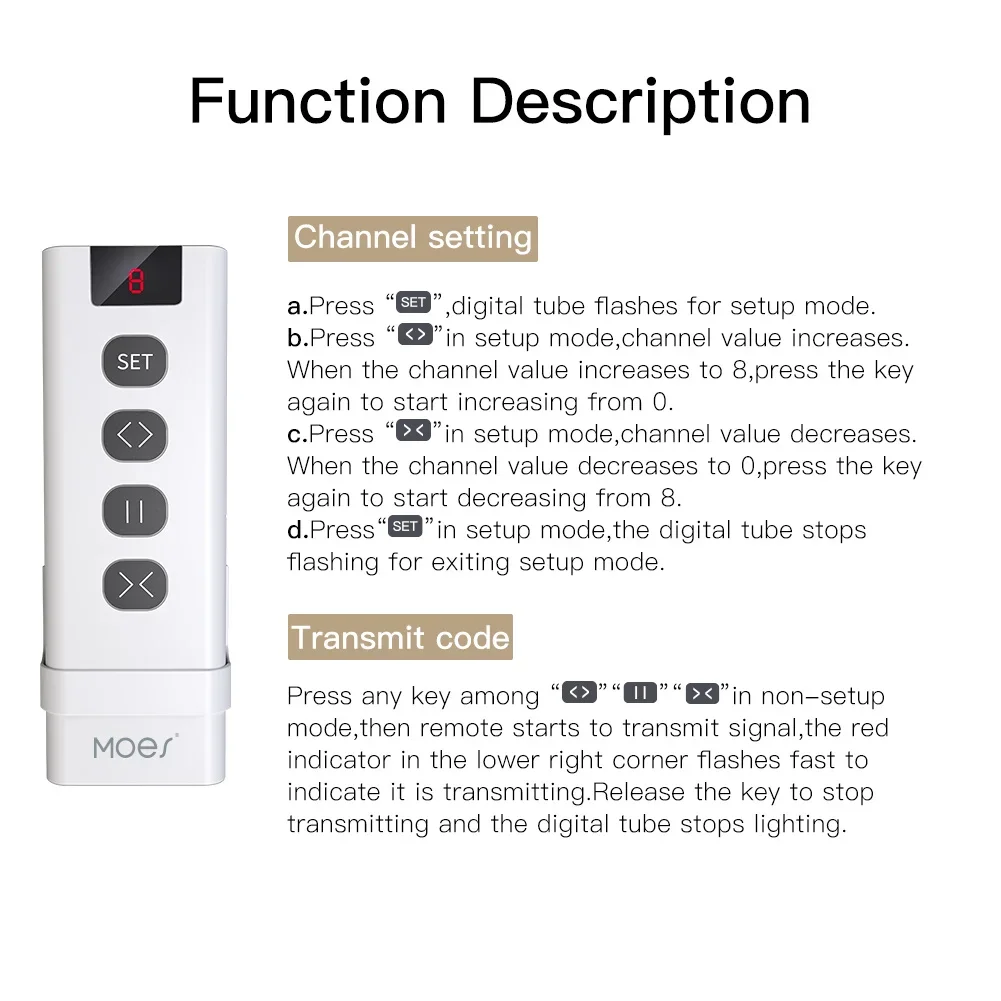 Control remoto RF433 de 9 canales para interruptor de cortina WiFi, módulo de persianas enrollables RF, emisor de accesorios de cortina alimentado