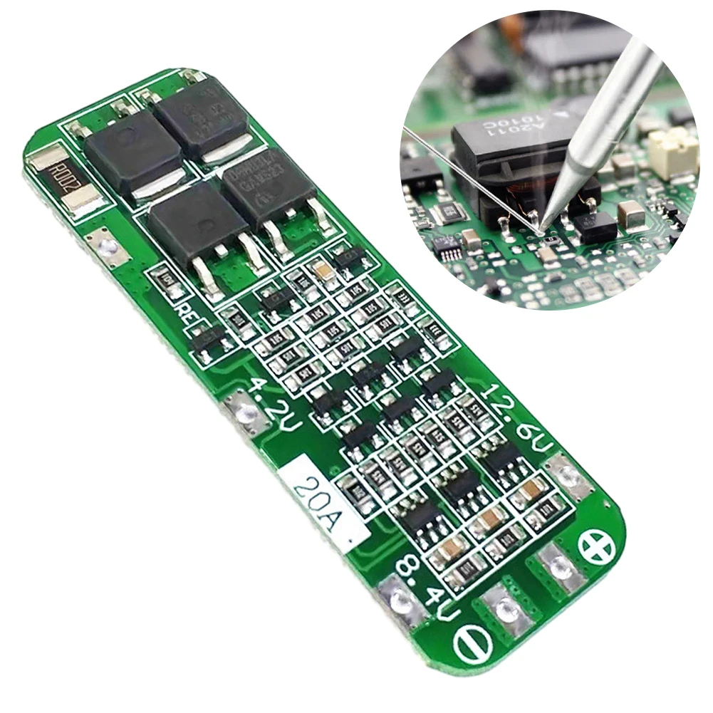 Simplified Design 59x20x4mm 18650 Charger PCB BMS Protection Board 3S 20A Li-ion High Voltage Output DIY Kits