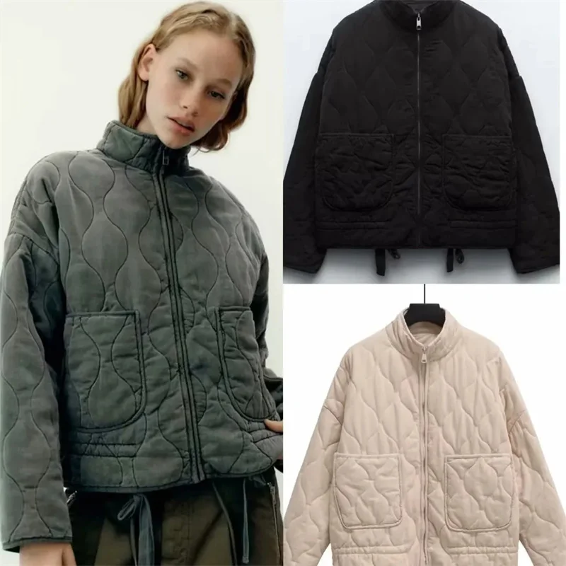 Women's Parkas Cotton Coat 2023 New Winter Fashion Pocket Drawstring Warm Vintage Zipper Female Outerwear Overcoat Jacket