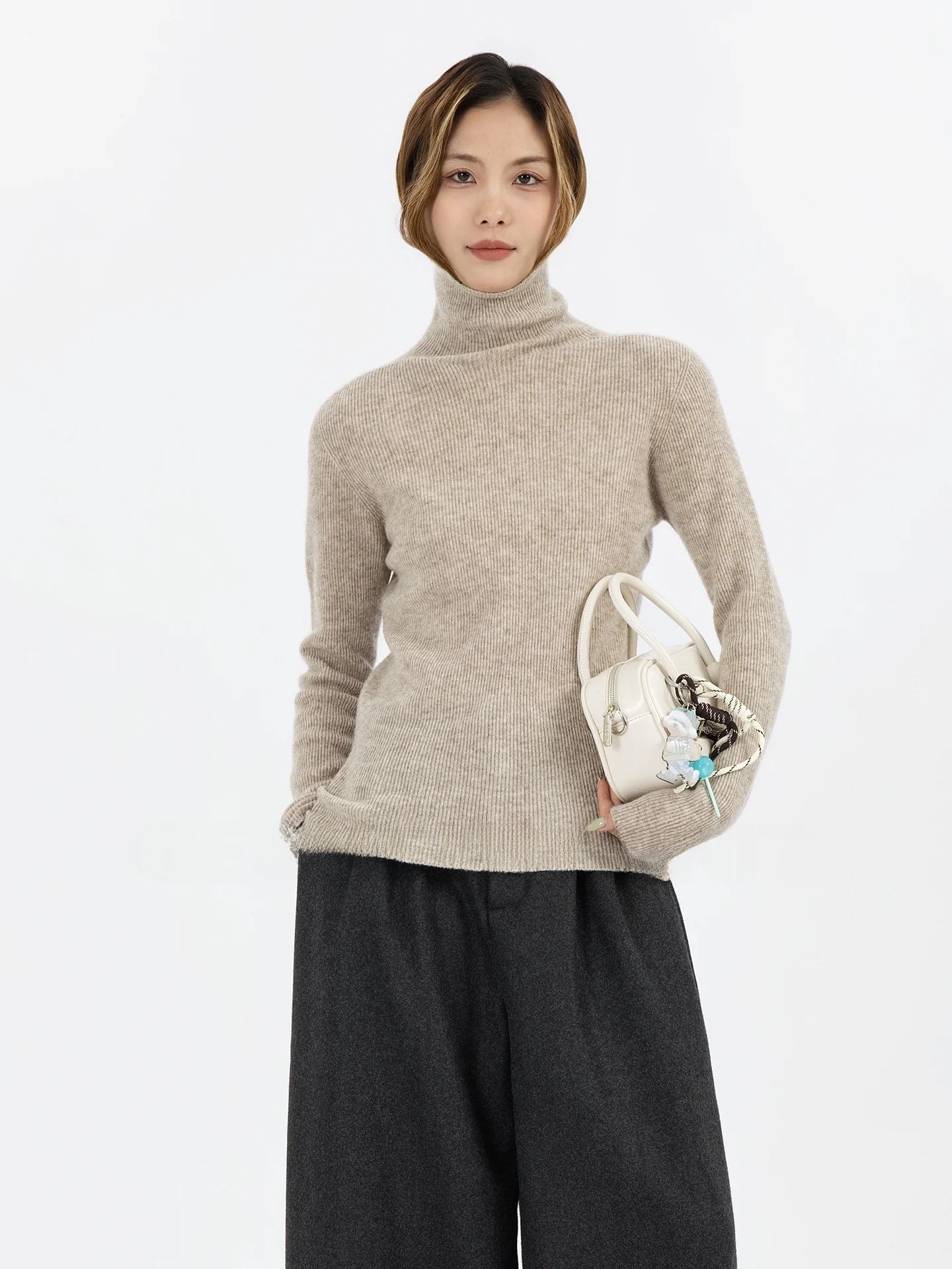 

Geometric Casual Faion Trending Full Wool High Collar Long Sve Knitted Sl Top Women's Comfortable Soft Warm Sweater
