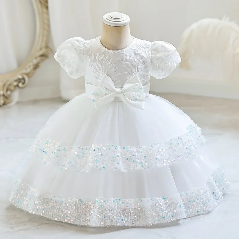 Cotton Short Sleeve Children Clothing Bridesmaid Dresses Fashion Bow Girls Party Dresses Summer Kids Dresses for Girls 1-6 Years