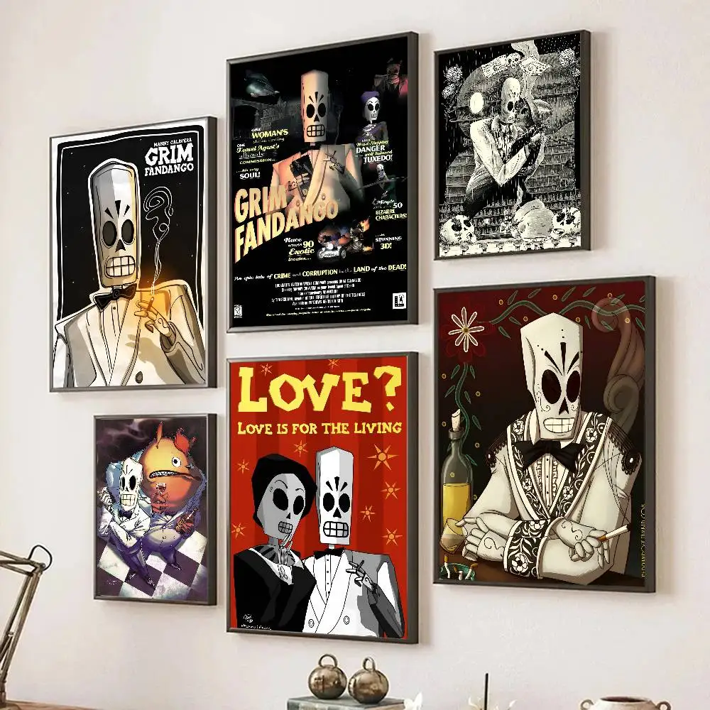 G-Grim Fandango Game Poster, selbstklebende Kunst, Raum, Eingang, Restaurant, Wanddekoration, Kunstgemälde