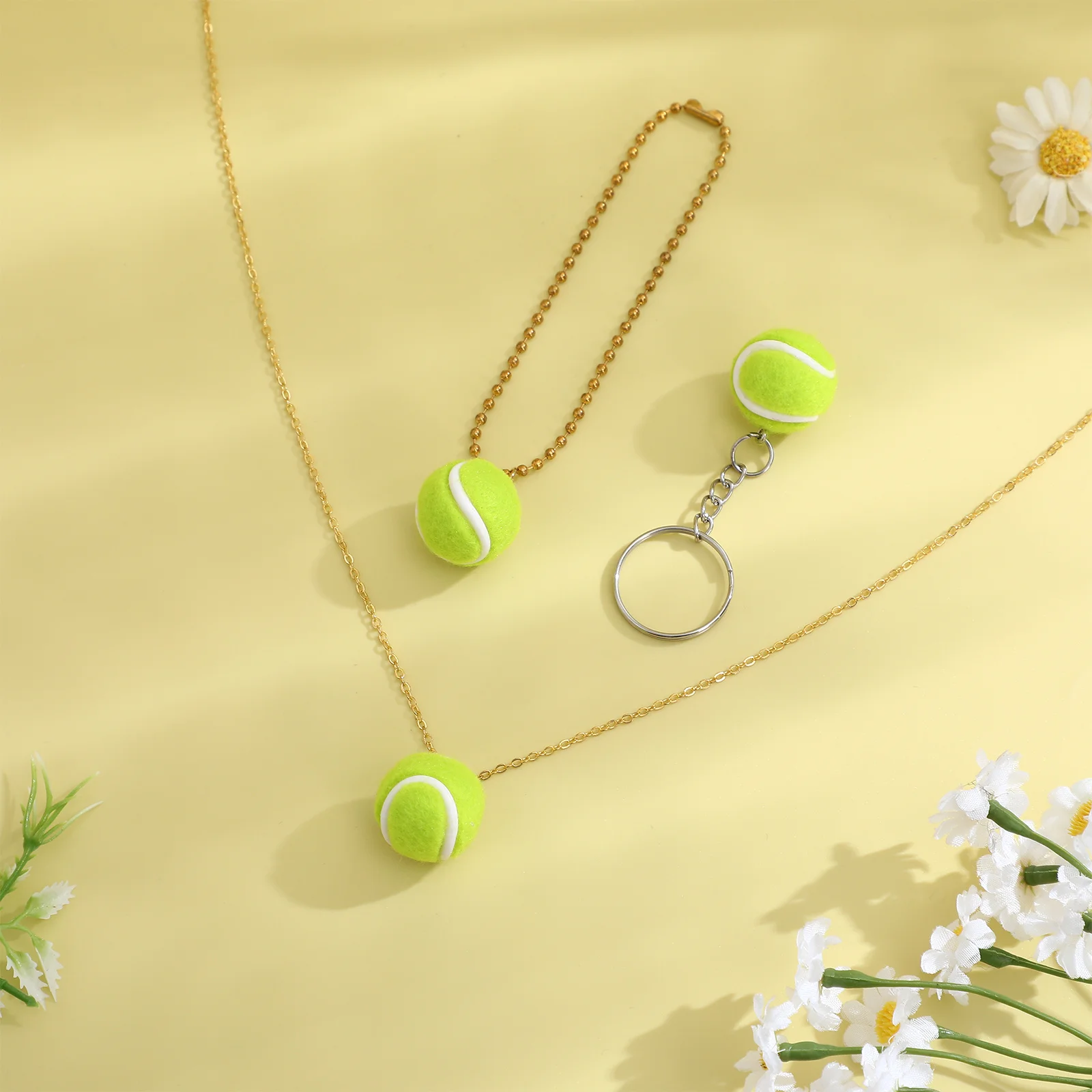 

10Pcs Mini Tennis Ball Charms Realistic 3D Pendants for DIY Jewelry Making Keychains Bracelets Necklace Craft Accessories 2cm