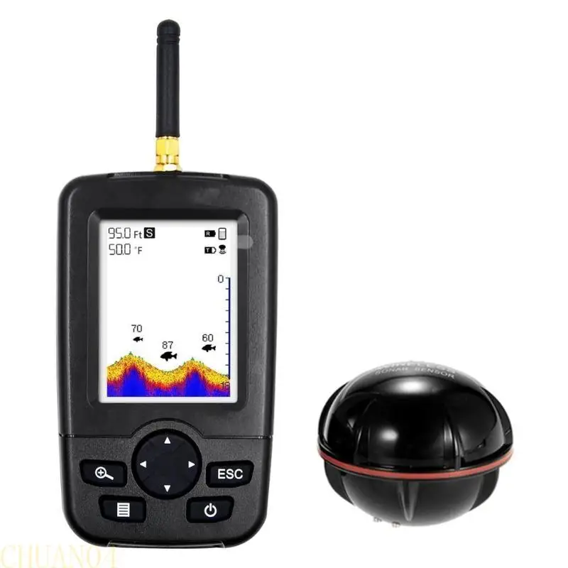 

A1A2 Water Depth Finders with Color LED Display Portable Wireless Fish Finders Transducer Sonar Sensors for Boats Kayaks