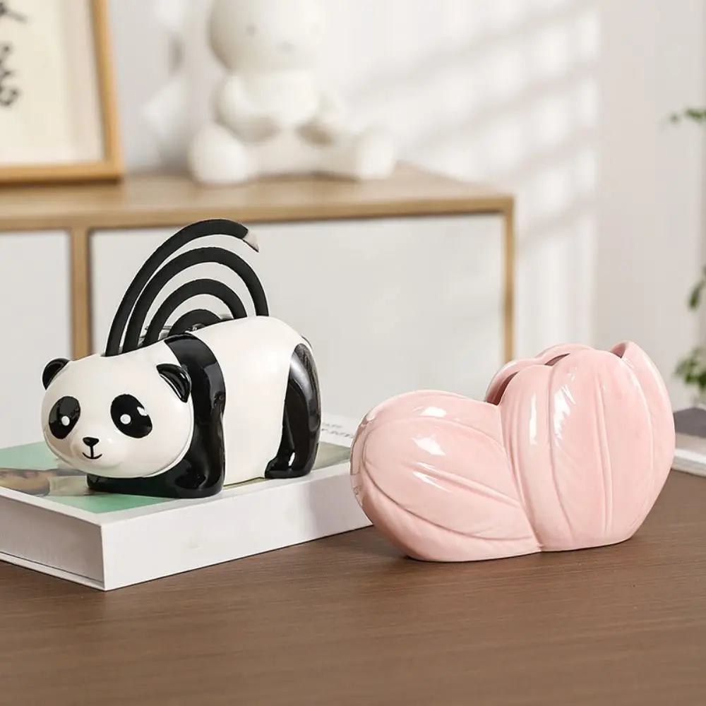 

Modern Decorative Panda Mosquito Coil Holder Cartoon Cute Tulip Incense Rack Unique Ceramic Incense Holder Office