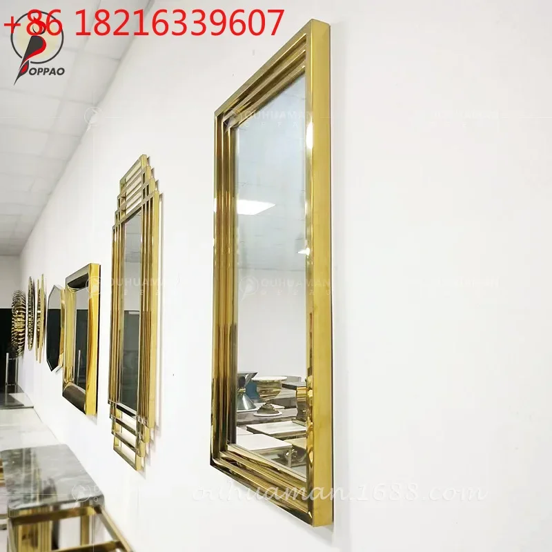 YAO stainless steel entrance mirror rectangular bathroom bathroom vanity mirror background wall hanging mirror