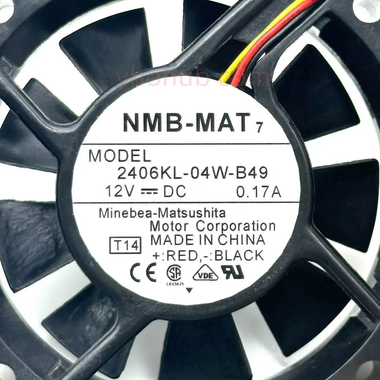 NMB-MAT 2406KL-04W-B49 T14 DC 12V 0.17A 60x60x15mm Server Cooling Fan