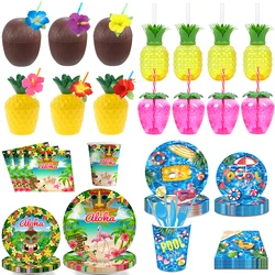 Hawaii Party Luau Flamingo Decoration Pineapple Coconut Drinking Cup Wedding Birthday Summer Hawaiian Tropical Party Decorations