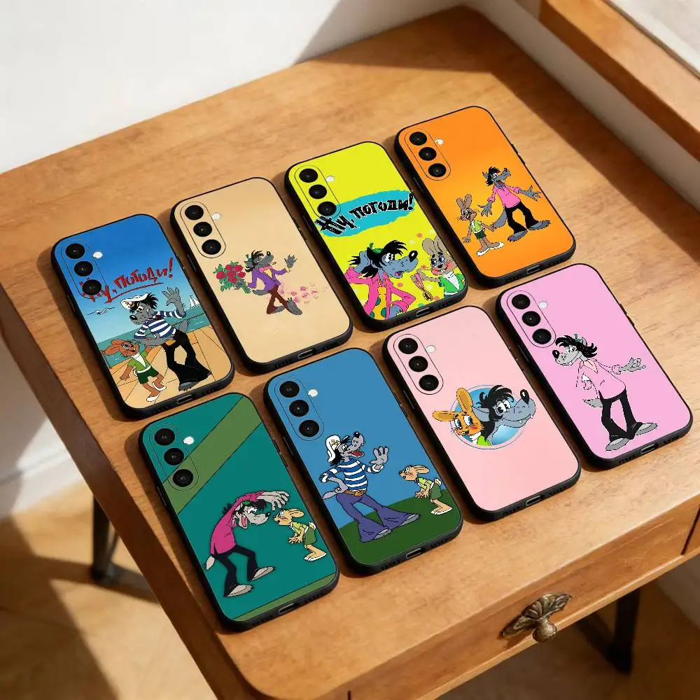 

Russia Cartoon Nu, pogodi Phone Case For Samsung Galaxy A13,21s,22,31,32,52,53,71,72,73,Soft Black Cover