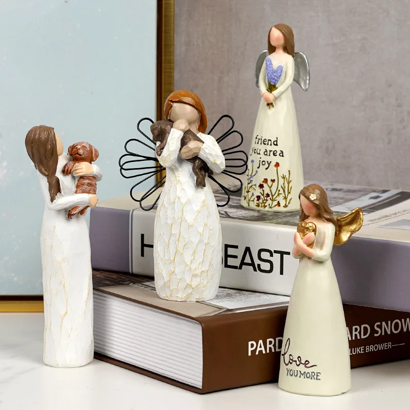 

Angel Statue Ornament Home Decoration for Bedroom Living Room Study Entryway Table Housewarming Wedding Holiday Gift Figurine