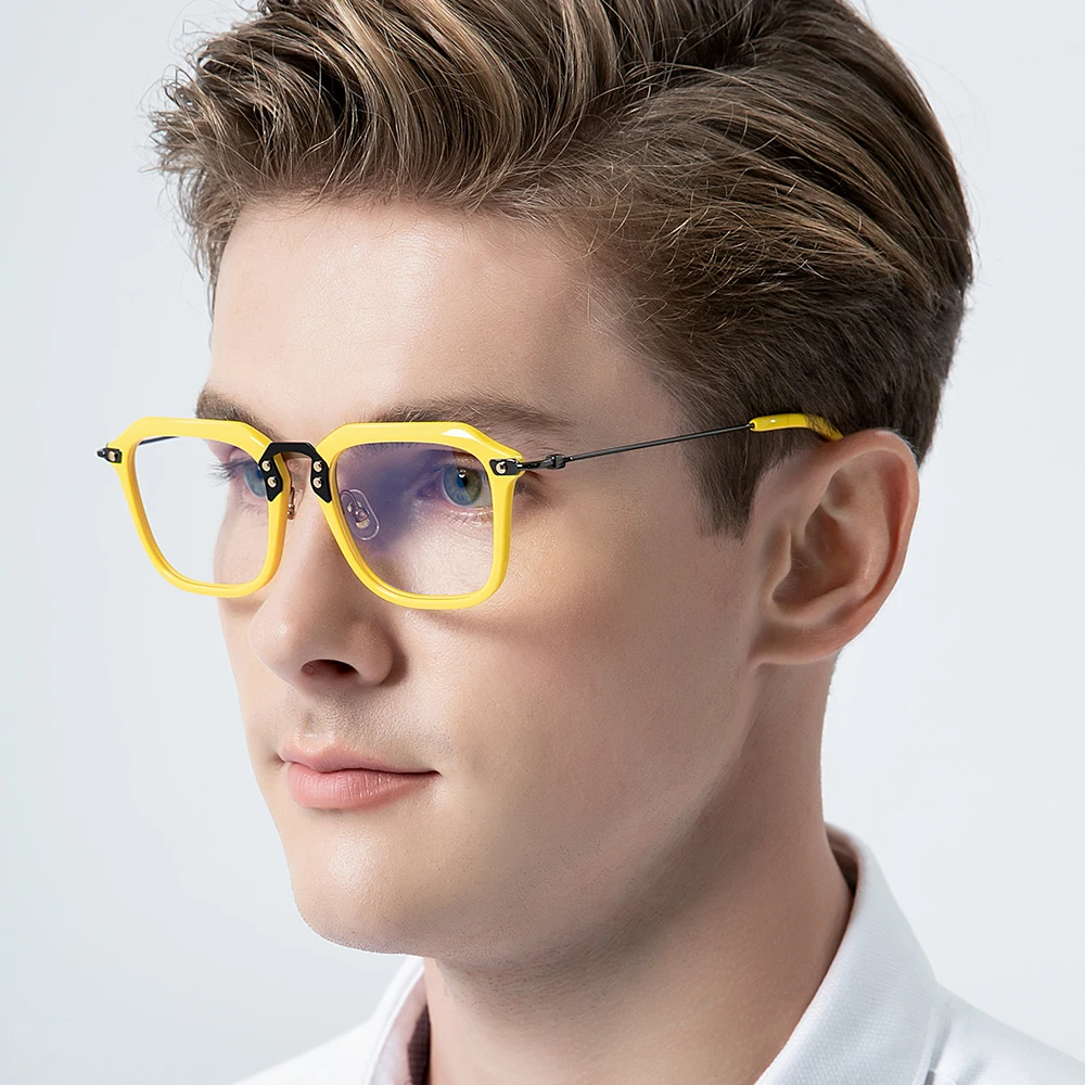 FONEX Acetate Titanium Glasses Frame Women Brand Design Vintage Oversize Big Size Square Men Eyeglasses Spectacles Eyewear 85684