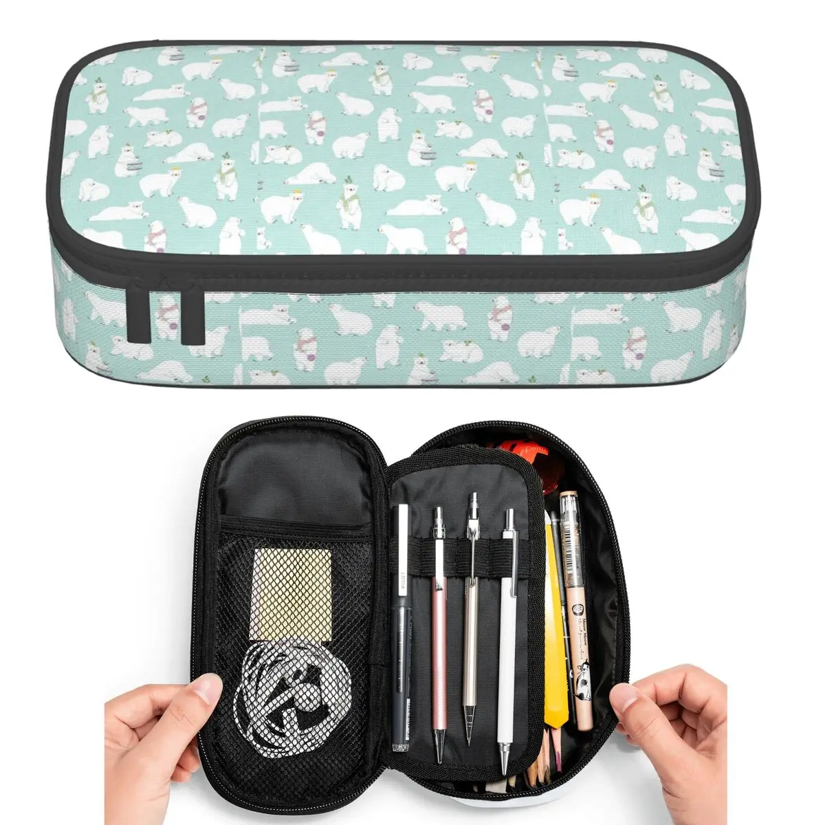 

Милый мультяшный принт белого медведя (6) пеналы для студентов, коробка для ручек, сумка для карандашей, большая вместительная сумка для карандашей, держатель для ручек