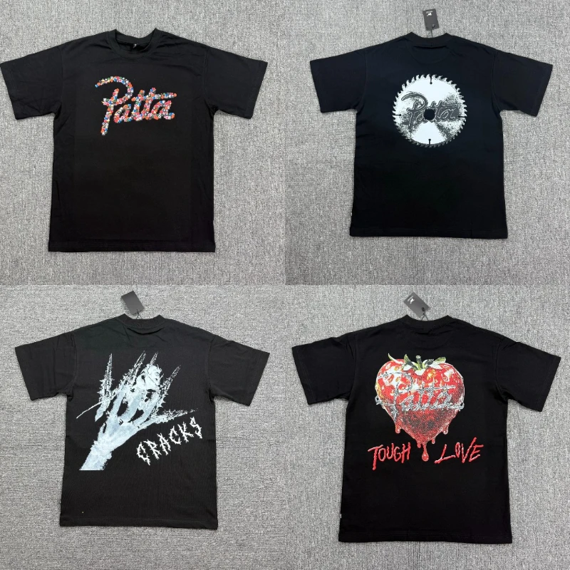 Streetwear Men PATTA T-shirt New Style Casual Loose Round-neck Logo Printed Patta Short-sleeve Tops