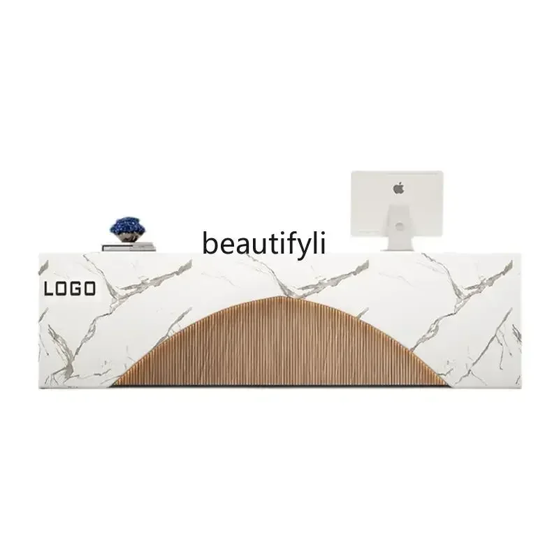 2003Simple modern store checkout page reception desk clothing store shop office area hotel paint stainless steelAA