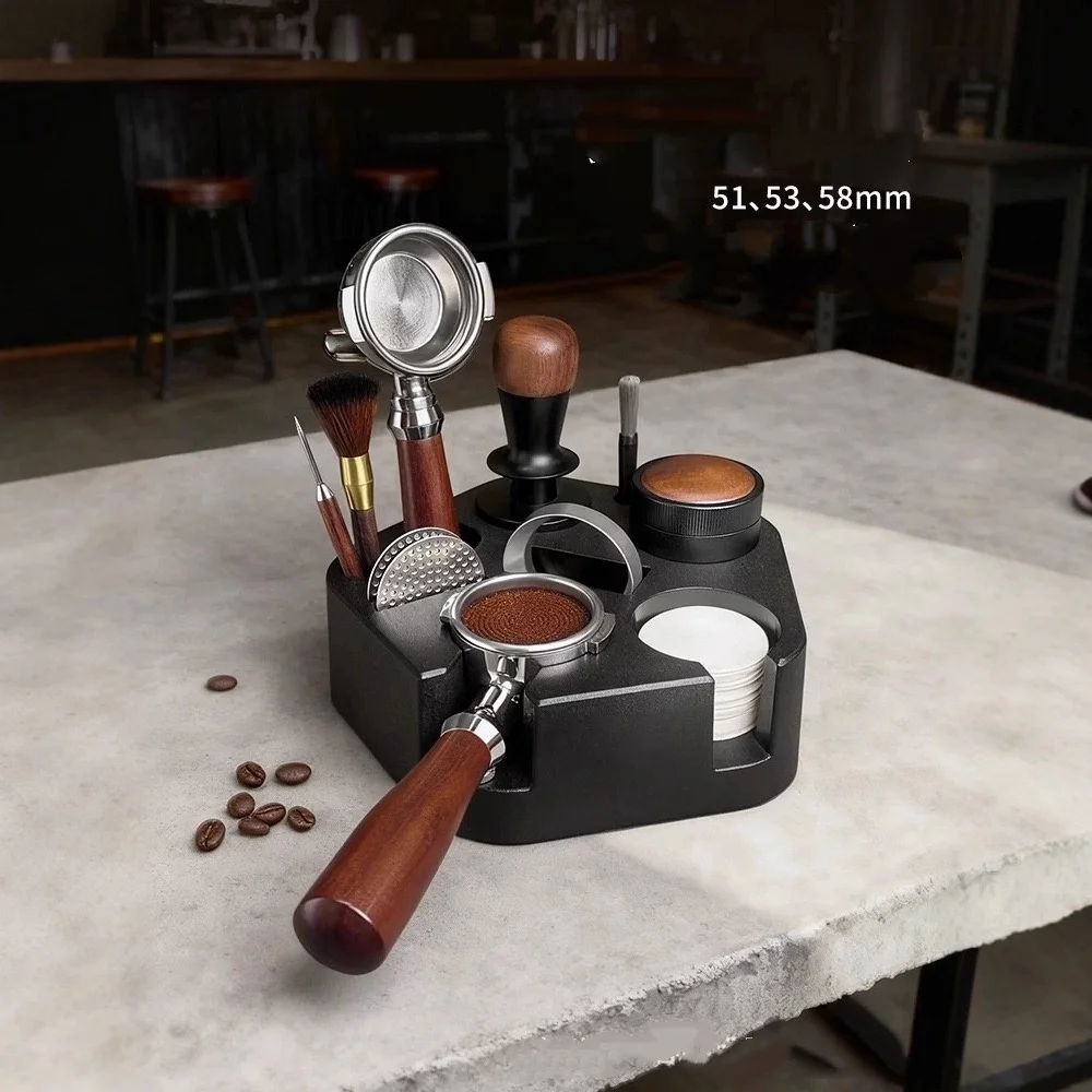 All -in -One Barista Solution: Universal Coffee Corner Stand with Filter Tamper Holder & Espresso Distributor Support Base Rack