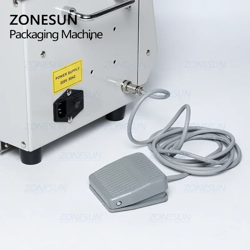 ZONESUN-máquina flejadora automática Opp, empacadora de verduras de supermercado termofusible para salchichas, máquina flejadora de cinta para alimentos