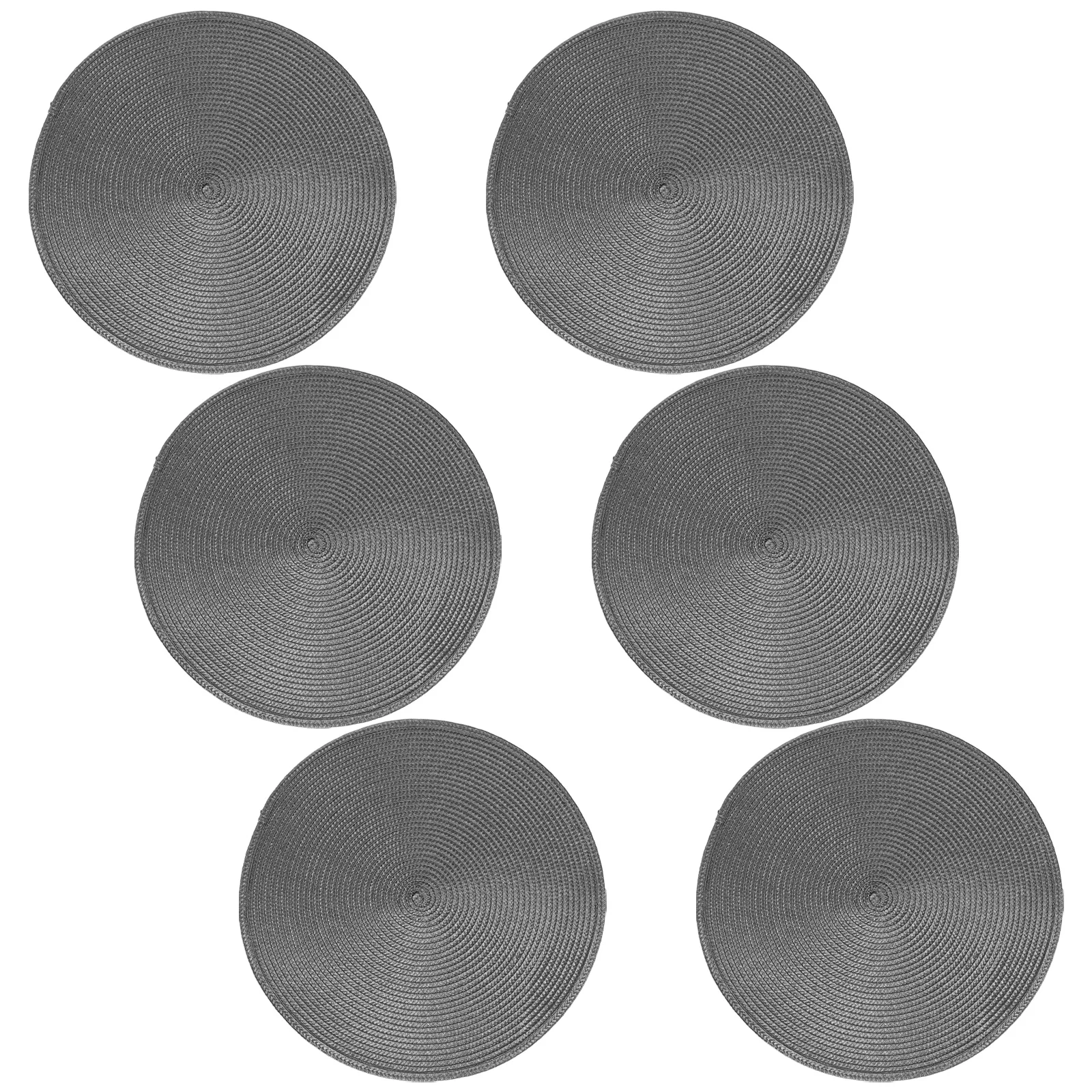 

6Pcs American Style Round Placemats Heat Resistant Non Slip Plastic Woven Dining Table Mats for Home Parties Round Table Cover