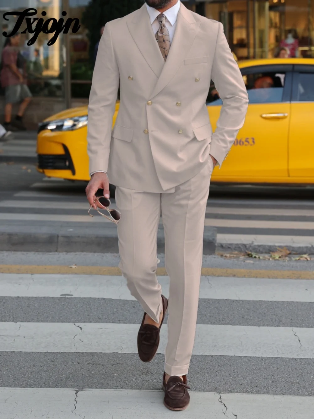 Fashion Men Suit Set 2PCS 2025 Fashion Notched Lapel Men Tuxedos Suit Handsome Solid Color Slim Suit For Groom Suit Customized
