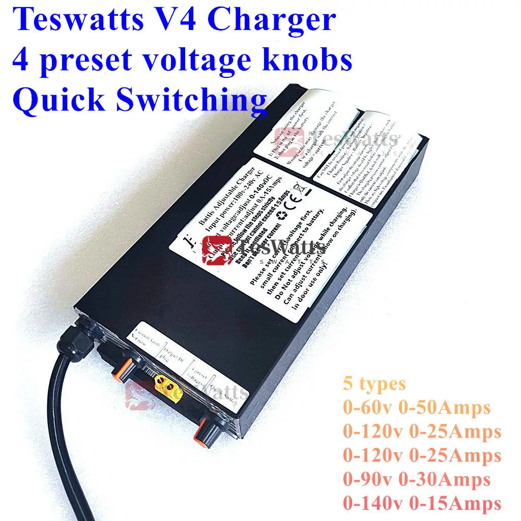 Teswatts V4 Charger Quick Switch Fast 90v 120v 0- 20A 15A 140v 126v 134v  4 Preset Voltage  Adjust LTO Power Supply XT60 GX16